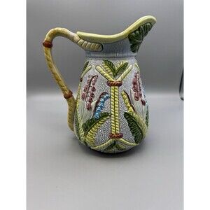 Vintage Majolica Seymour Mann Lily of the Valley Pottery Pitcher 1992